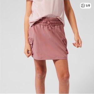 Athleta Girl Great Adventure Pink Cargo Skort Drawstring Waist Girls M 8/10